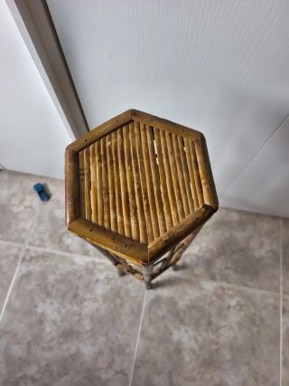 Mesa Soporte Planta Bambú Vintage Hexagonal
