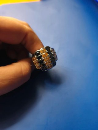 Anillo Plata 925 Negro y Naranja
