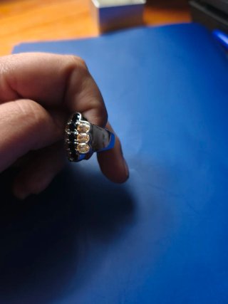 Anillo Plata 925 Negro y Naranja