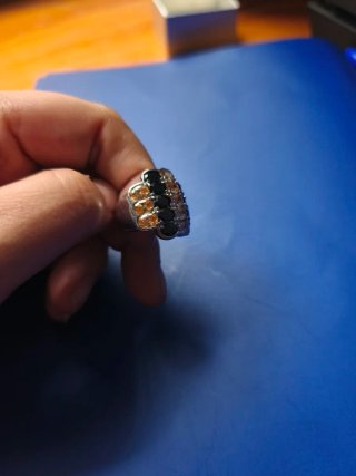 Anillo Plata 925 Negro y Naranja