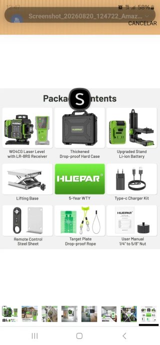 Nivel Láser Huepar 360° con Receptor