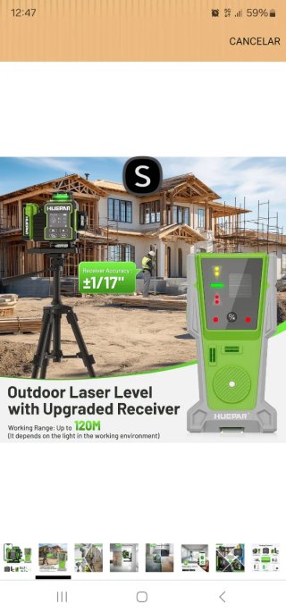 Nivel Láser Huepar 360° con Receptor