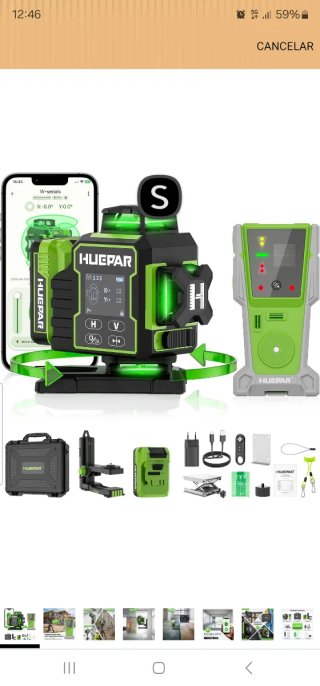 Nivel Láser Huepar 360° con Receptor