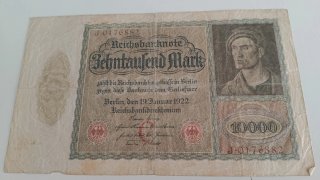 Billete antiguo 10000 Mark 1922