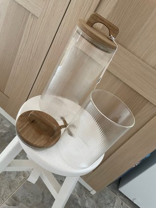 Set 2 Botes Cocina Cristal y Madera
