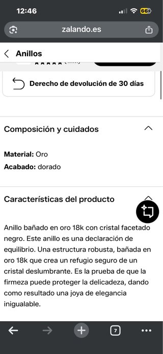 Anillo UNOde50 bañado en oro 18k negro