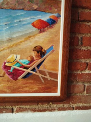 Pintura al óleo playa 40x48cm
