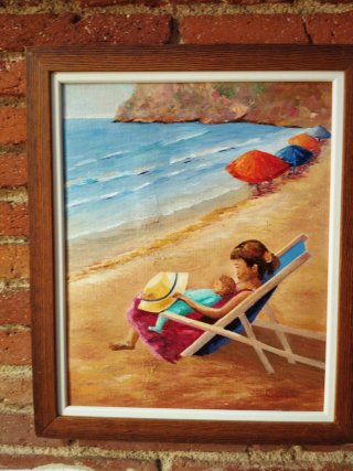 Pintura al óleo playa 40x48cm