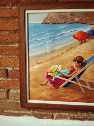 Pintura al óleo playa 40x48cm