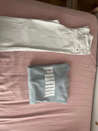 Conjunto Sudadera Puma y Pantalón Blanco