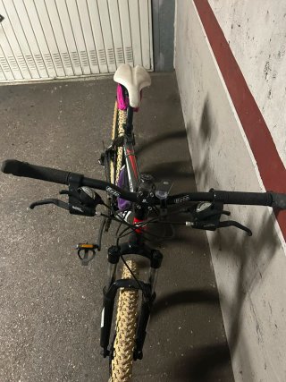Bicicleta de montaña blanca y negra