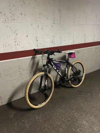Bicicleta de montaña blanca y negra