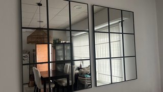 Espejos de pared negros con marco metálico (