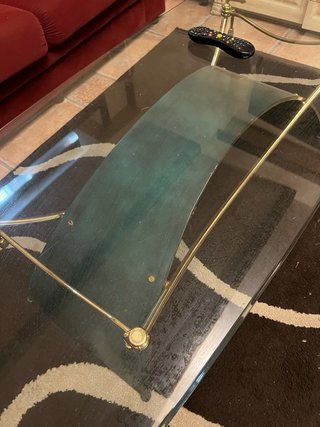 Mesa centro cristal curva verde 140x70