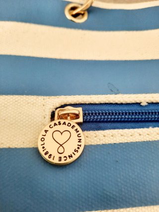 BOLSO LOLA CASADEMUNT RAYAS AZUL Y BLANCO