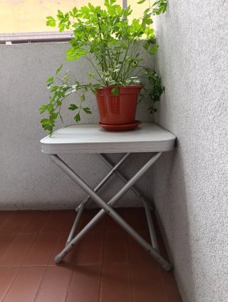Mesa asiento plegable camping metal y plástico