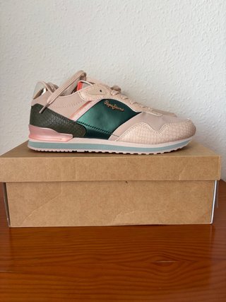 Pepe Jeans T39 Rosa Palo y Verde Metal Nuevas