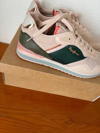 Pepe Jeans T39 Rosa Palo y Verde Metal Nuevas