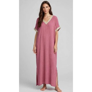 Vestido rosa cuello pico talla única