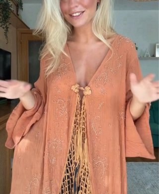 Kaftán Kimono Bordado Zara Talla M