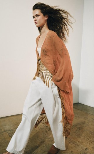 Kaftán Kimono Bordado Zara Talla M
