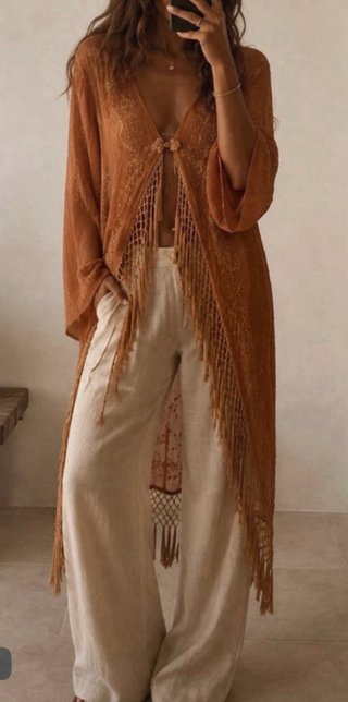 Kaftán Kimono Bordado Zara Talla M