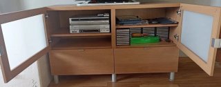 Mueble TV, Besta ikea, 2 cajones y puertas cristal