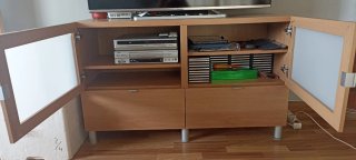 Mueble TV, Besta ikea, 2 cajones y puertas cristal
