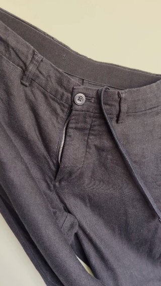 Pantalón Mango Hombre Lino Negro