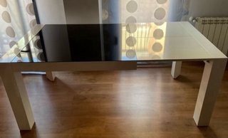 Mesa de salón cristal y madera
