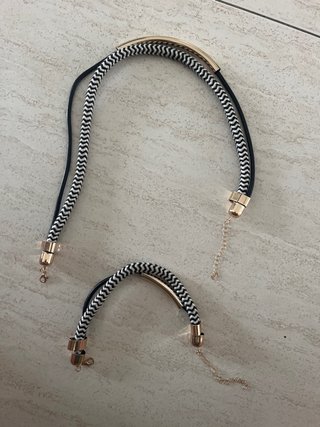 Conjunto collar y pulsera negro y blanco
