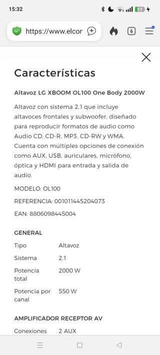 LG XBOOM 2000W Altavoz Fiesta