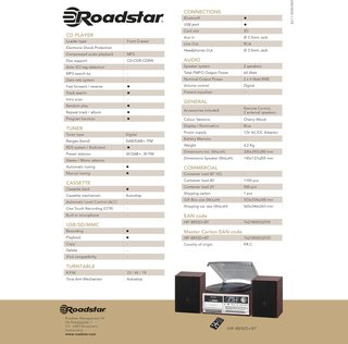 Roadstar HIF-8892DBT Equipo Hi-Fi Vintag