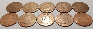 Lote 10 monedas 10 céntimos España 1870-1879