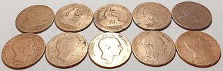 Lote 10 monedas 10 céntimos España 1870-1879