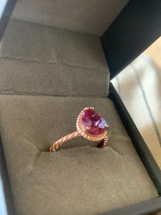 Anillo Alejandrita Pera Rosa/verde