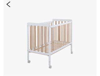 Cuna MICUNA blanca y madera con ruedas  Y COLCHÓN