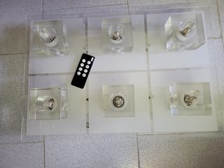 Plafón techo 6 cubos cristal con mando