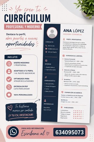 Diseño de Currículum Vitae Profesional y Moderno