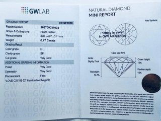 Diamante 0.47ct H SI1 Redondo Certificado