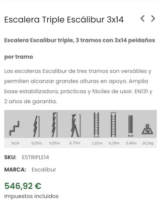 Escalera triple 14 peldaños