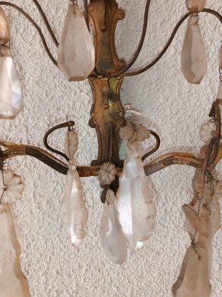 Aplique de pared antiguo bronce lágrimas cristal