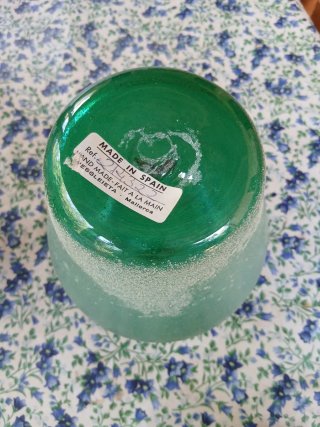 Jarrón de cristal verde esmeralda