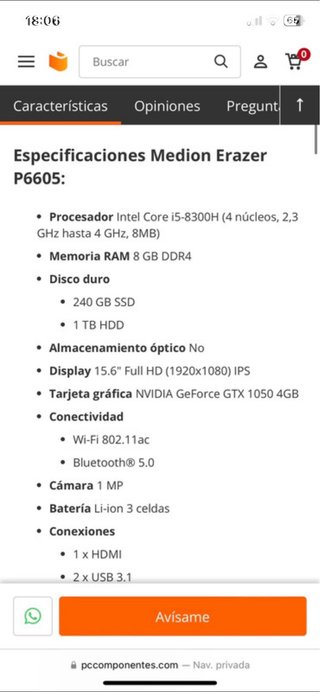 Acer Gaming Laptop Negro