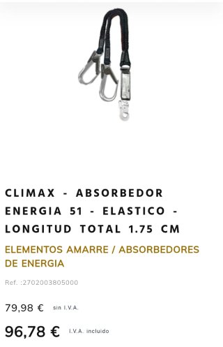 Absorbedor de energía con ganchos(mosquetones)