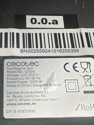 Placa Inducción Cecotec Full Magma Slim