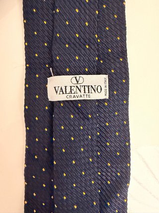 Corbata Valentino Azul con Puntos Dorados