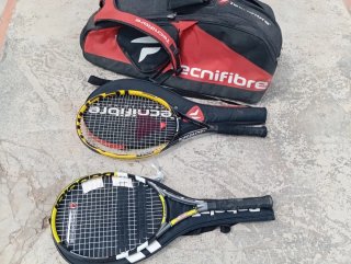 Juego 2 raquetas tenis con funda