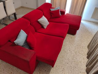 Sofá chaise longue rojo 2,70 m