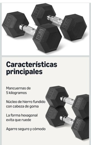 Mancuernas Hexagonales de Goma 5kg (Par)